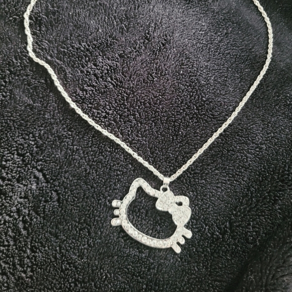 Silver Hello Kitty Rhinestone Necklace - Picture 4 of 4